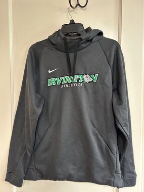 Nike Gray Irvington Athletics Pullover Hoodie with Green Logo-Mens Medium